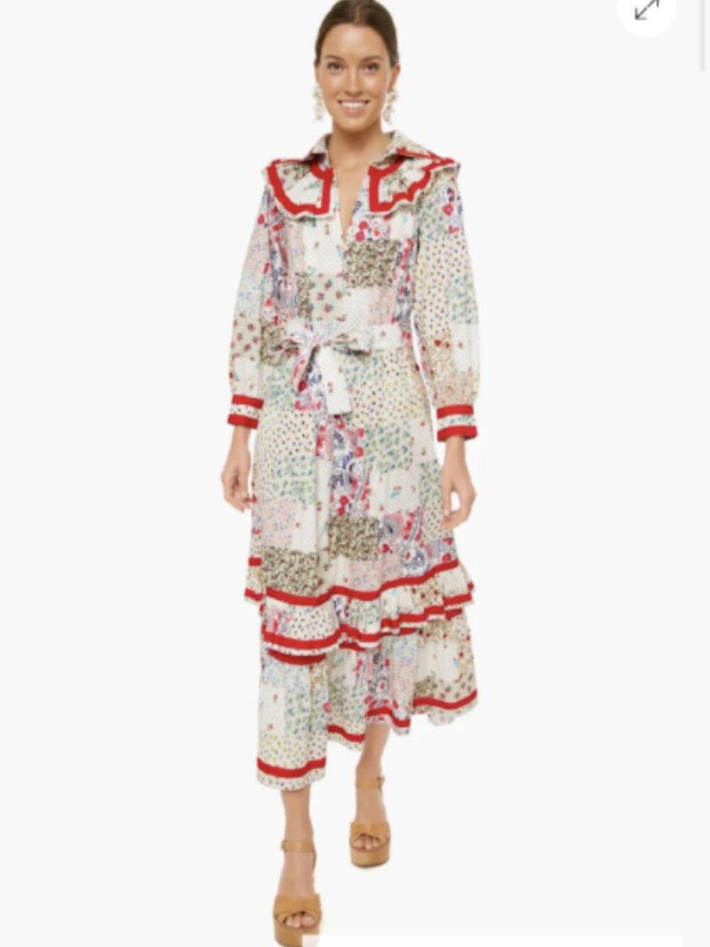 Hunter Bell, Multi Patchwork Jasper Dress, SIZE XS (46" waist)